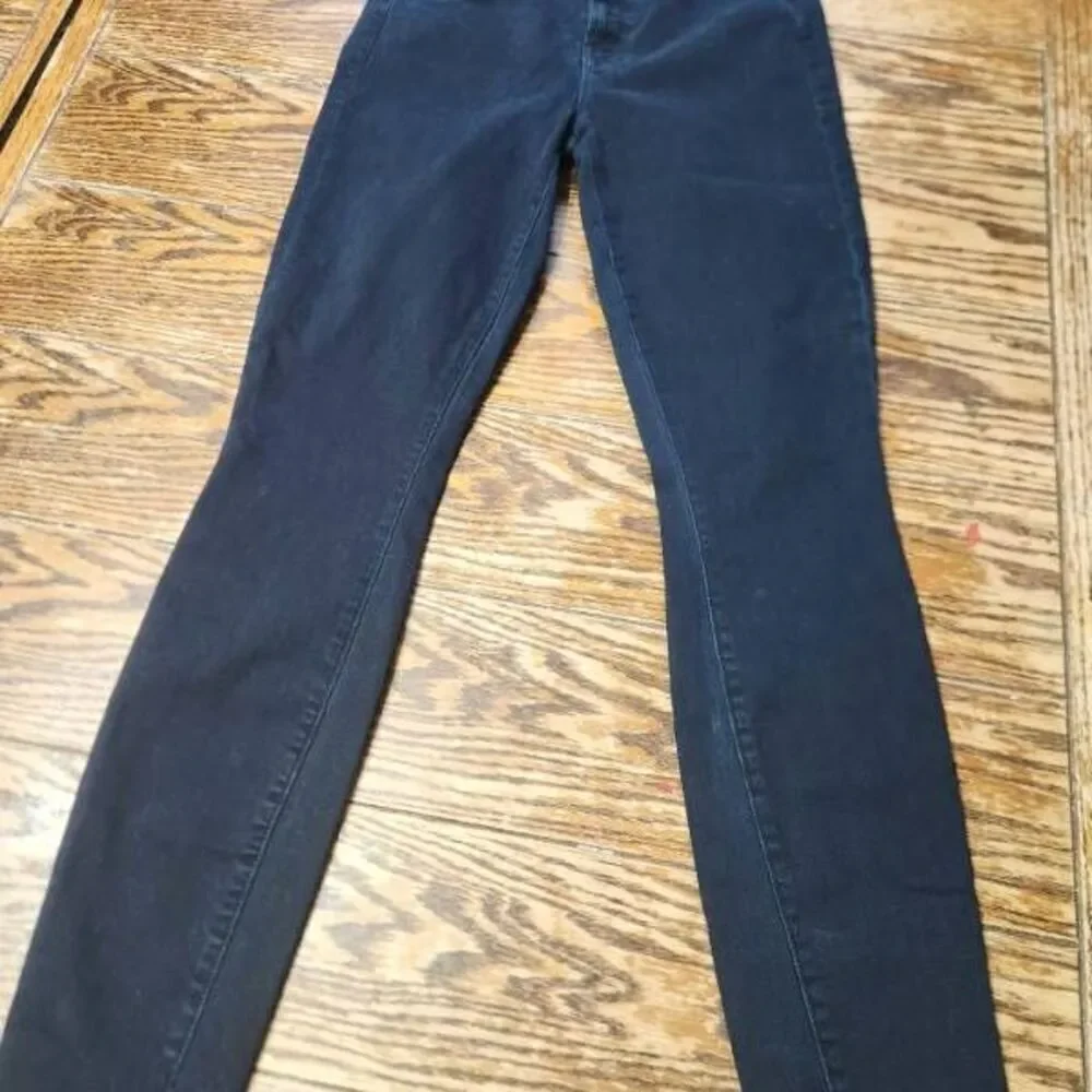 Mother Stunner Zip Two Step Fray Skinny Jean Holding Hands Dark Wash SZ 25